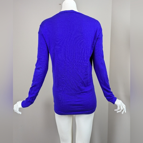Theory Royal Blue Merino Wool Cardigan Sweater Size S Soft Lightweight Long - Picture 9 of 9